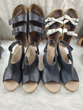 Clark's Black & Blue espadrille wedges open toe low heel 2 pairs Bundle Sz 8.5
